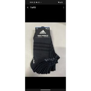 Men’s Adidas Superlite No Show Socks 6-Pair Shoe 6-12 NWT Black/Gray Free Ship